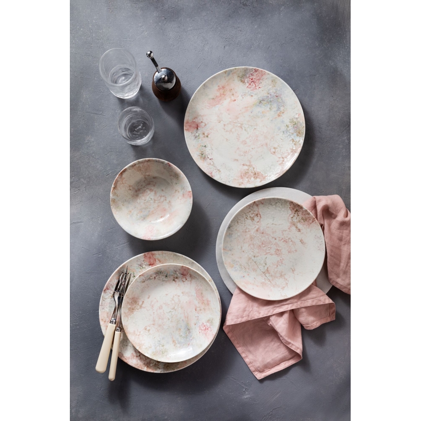 Spisestel 24-delt rosa/beige/porcelæn