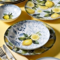 Spisestel 24 stk blå/gul/grøn/porcelæn
