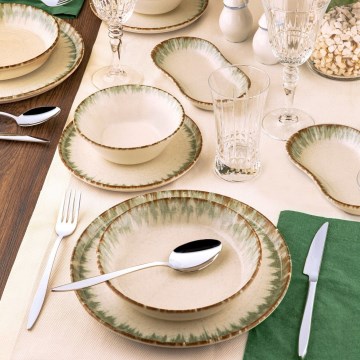 Spisestel, 27 dele, beige/brun, porcelæn