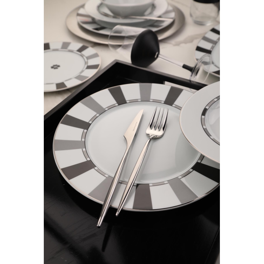 Spisestel, 27 dele, hvid/grå, porcelæn