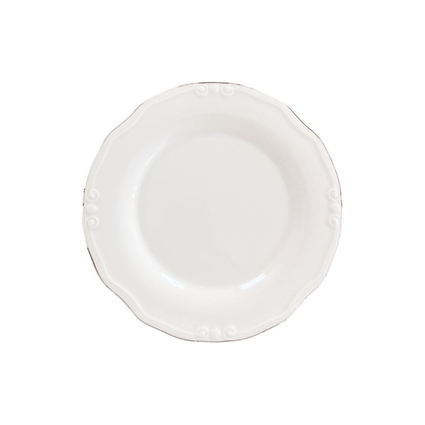 Spisestel 53 dele hvid/sølv/porcelæn