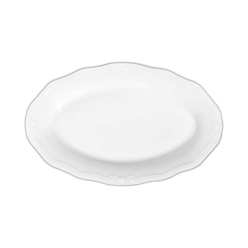 Spisestel 53 dele hvid/sølv/porcelæn