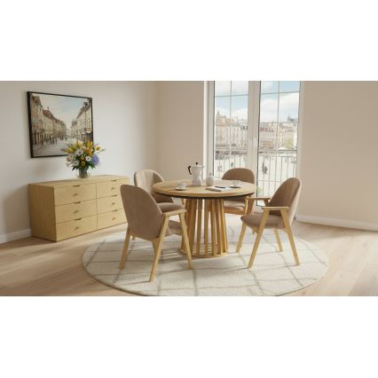 Spisestol GARDA, eg/beige