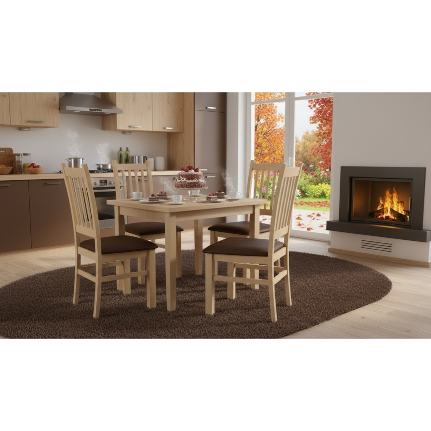 Spisestol SIMON bøg/mørkebrun