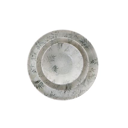 Spisesæt, 12 dele i gråt porcelæn