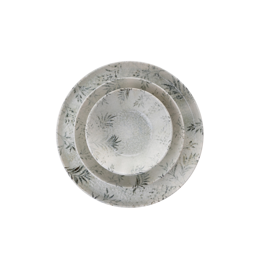 Spisesæt, 12 dele i gråt porcelæn