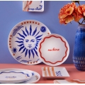 Spisesæt 12 dele rød/blå/hvid/porcelæn