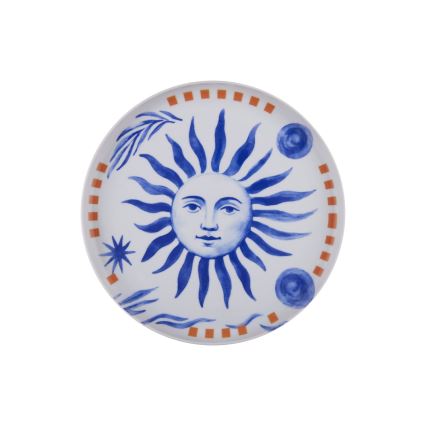 Spisesæt 12 dele rød/blå/hvid/porcelæn