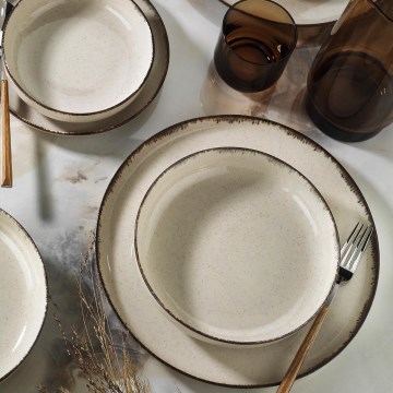 Spisesæt, 16 dele, beige/porcelæn