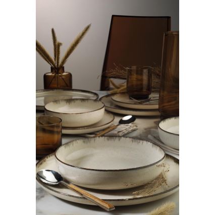 Spisesæt, 16 dele, beige/porcelæn