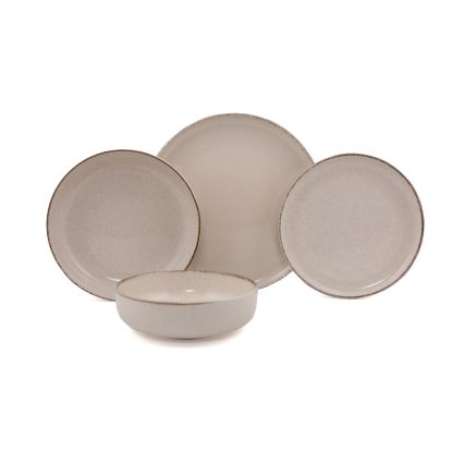 Spisesæt, 16 dele, beige/porcelæn