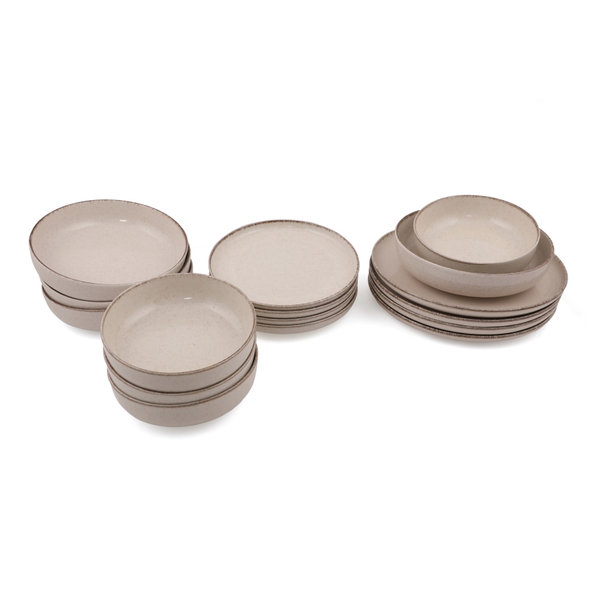 Spisesæt, 16 dele, beige/porcelæn