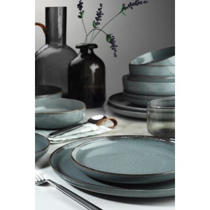 Spisesæt 16 dele grå/porcelæn