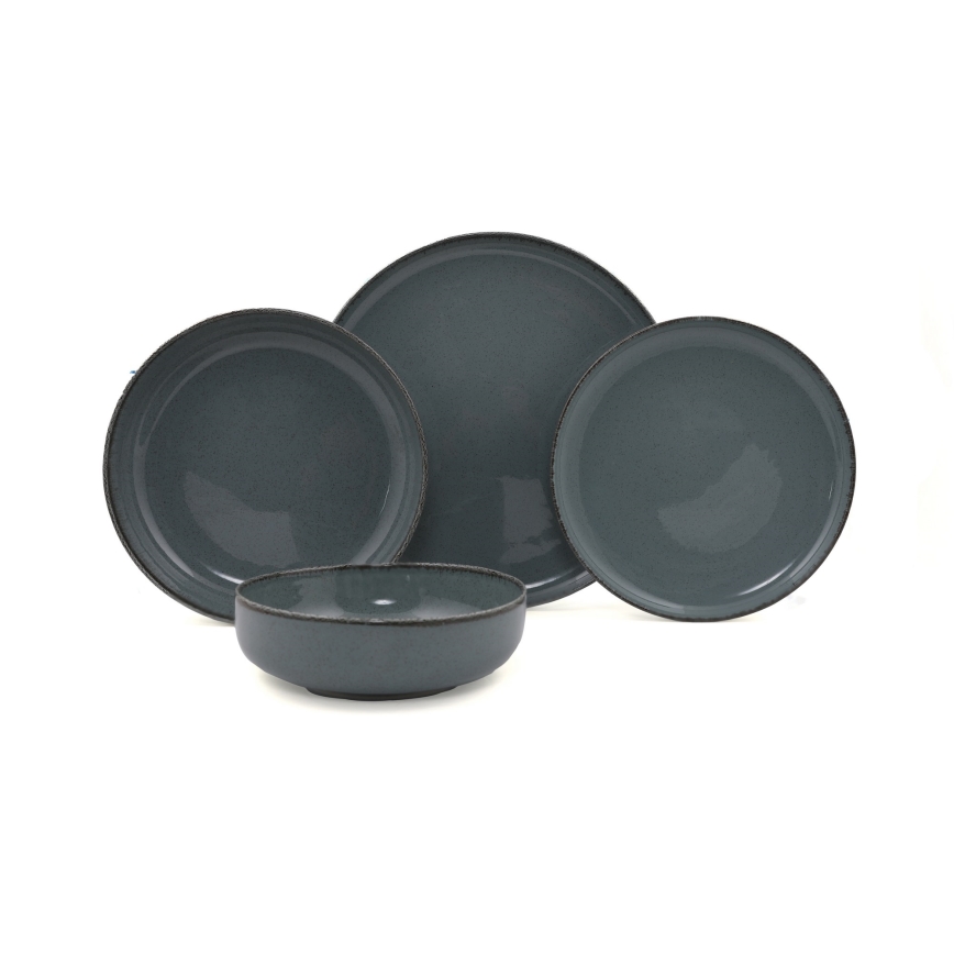 Spisesæt 16 dele grå/porcelæn