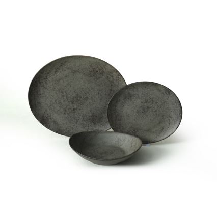 Spisesæt 18 dele antracit/grøn/stentøj