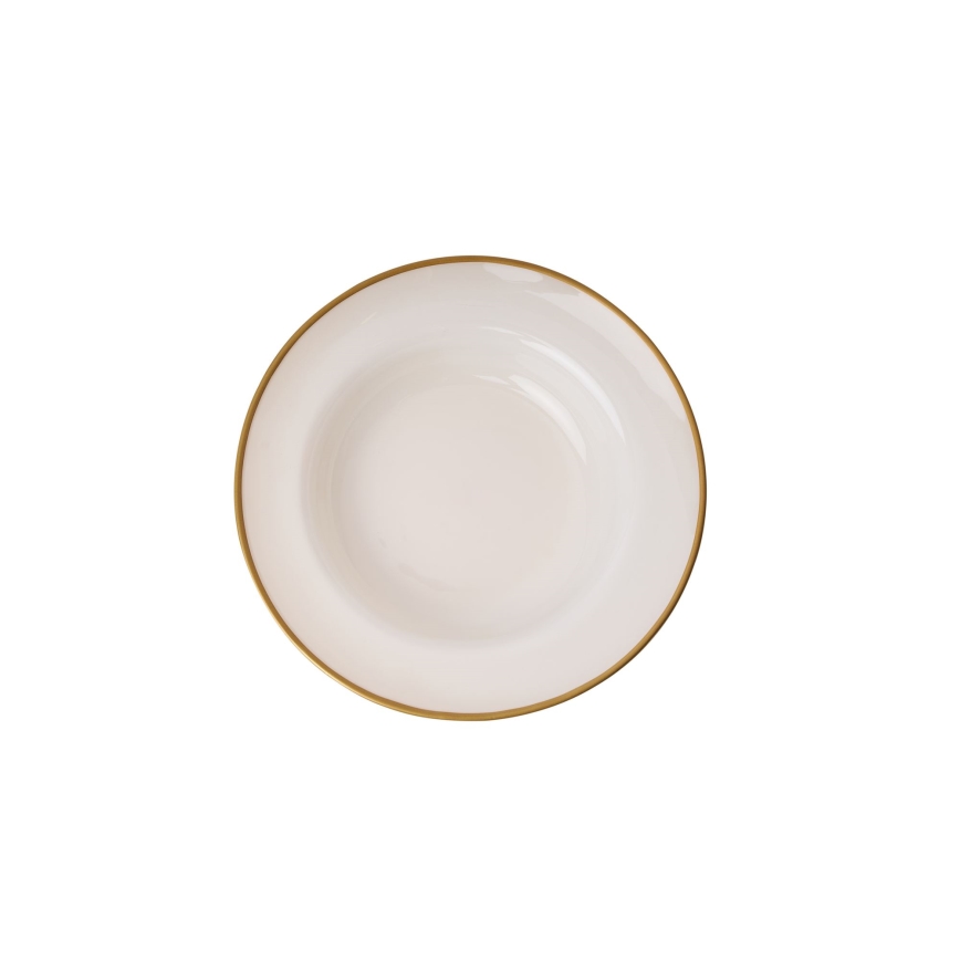 Spisesæt 18 dele beige/guld porcelæn