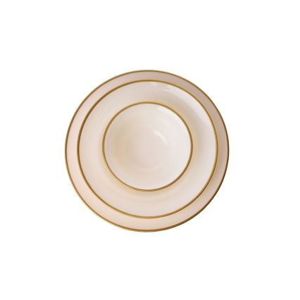 Spisesæt 18 dele beige/guld porcelæn