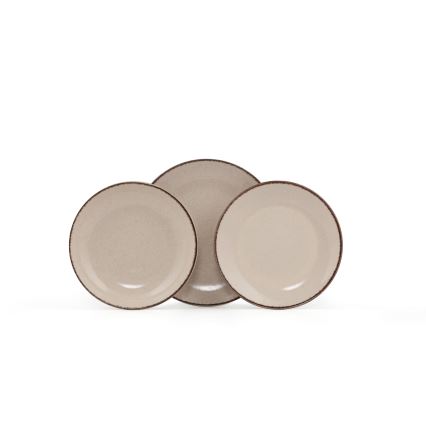 Spisesæt 18 dele, beige porcelæn