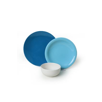 Spisesæt 18 dele blå/hvid/keramik