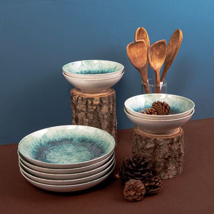 Spisesæt 18 dele blå/porcelæn