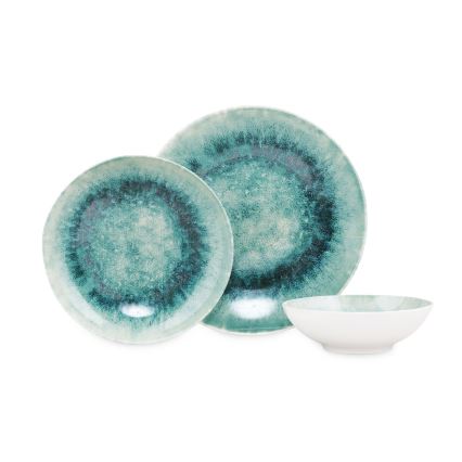 Spisesæt 18 dele blå/porcelæn