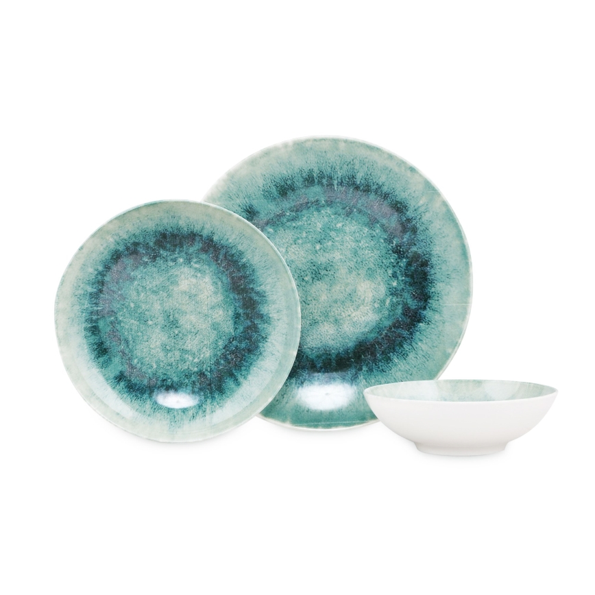 Spisesæt 18 dele blå/porcelæn