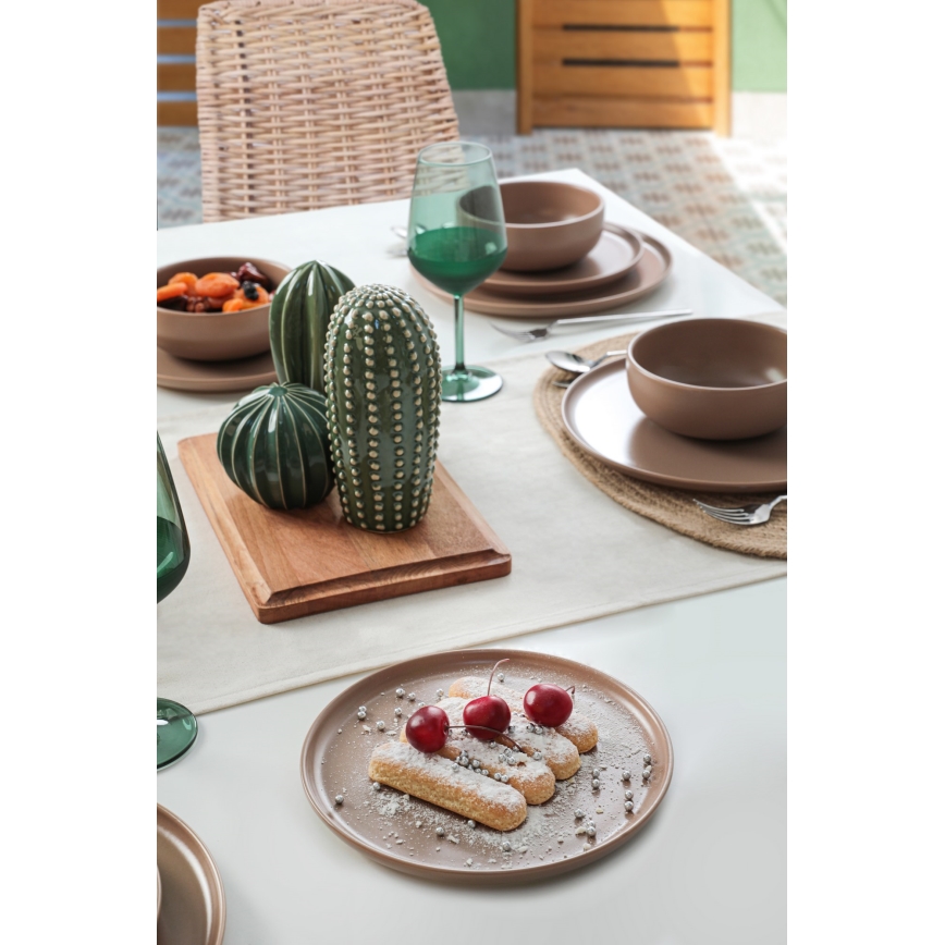 Spisesæt, 18 dele, brun/keramik