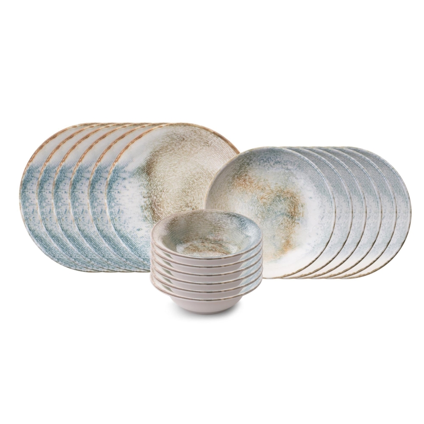 Spisesæt 18 dele, flerfarvet porcelæn