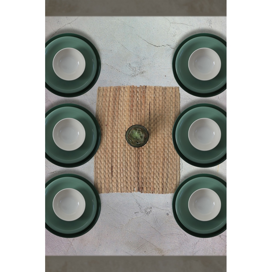 Spisesæt, 18 dele, grøn/hvid, keramik
