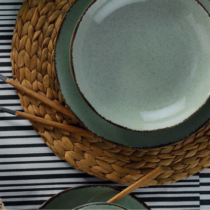 Spisesæt 18 dele grøn/porcelæn