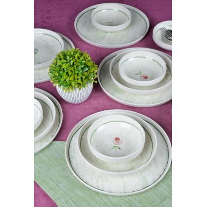 Spisesæt 18 dele grøn/porcelæn