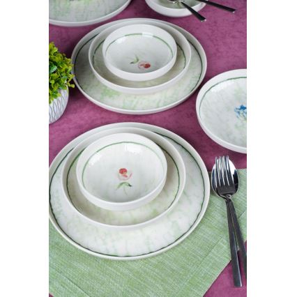 Spisesæt 18 dele grøn/porcelæn