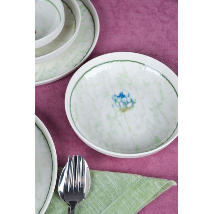 Spisesæt 18 dele grøn/porcelæn