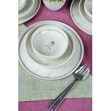 Spisesæt 18 dele grøn/porcelæn