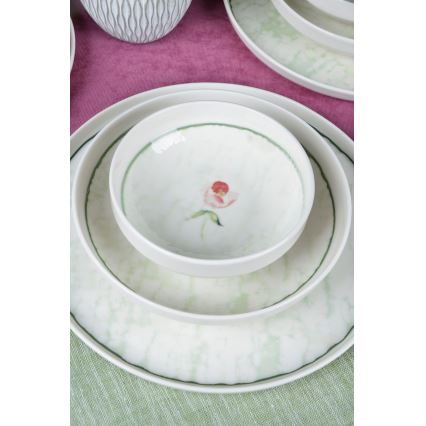 Spisesæt 18 dele grøn/porcelæn