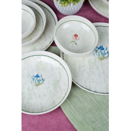Spisesæt 18 dele grøn/porcelæn