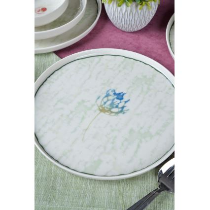 Spisesæt 18 dele grøn/porcelæn