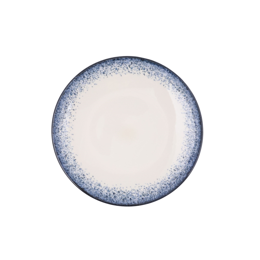 Spisesæt 18 stk hvid/blå/porcelæn