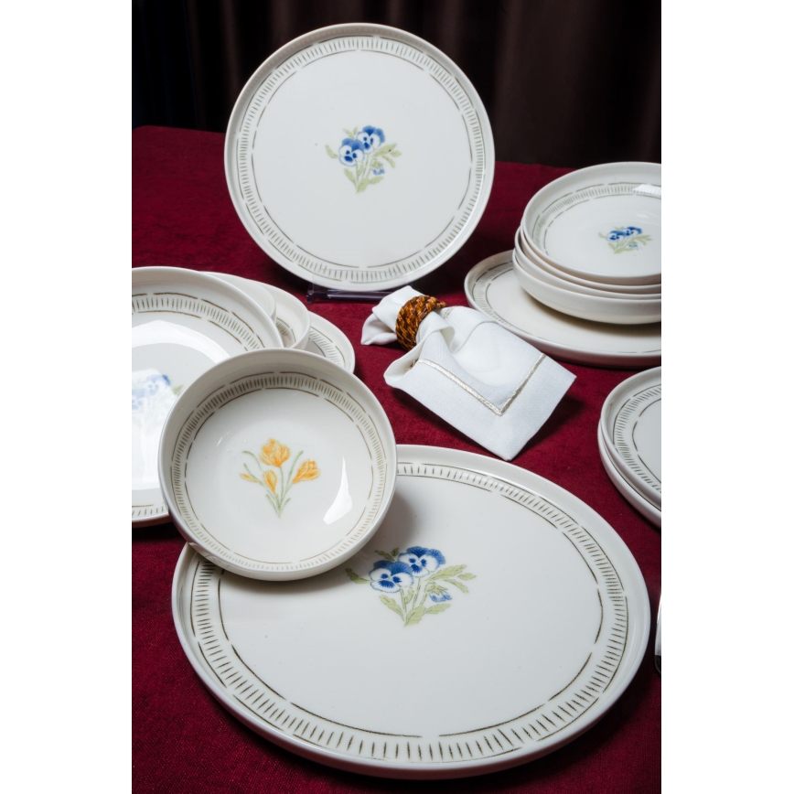 Spisesæt 18 stk hvid/flerfarvet/porcelæn
