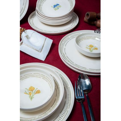 Spisesæt 18 stk hvid/flerfarvet/porcelæn