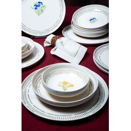 Spisesæt 18 stk hvid/flerfarvet/porcelæn