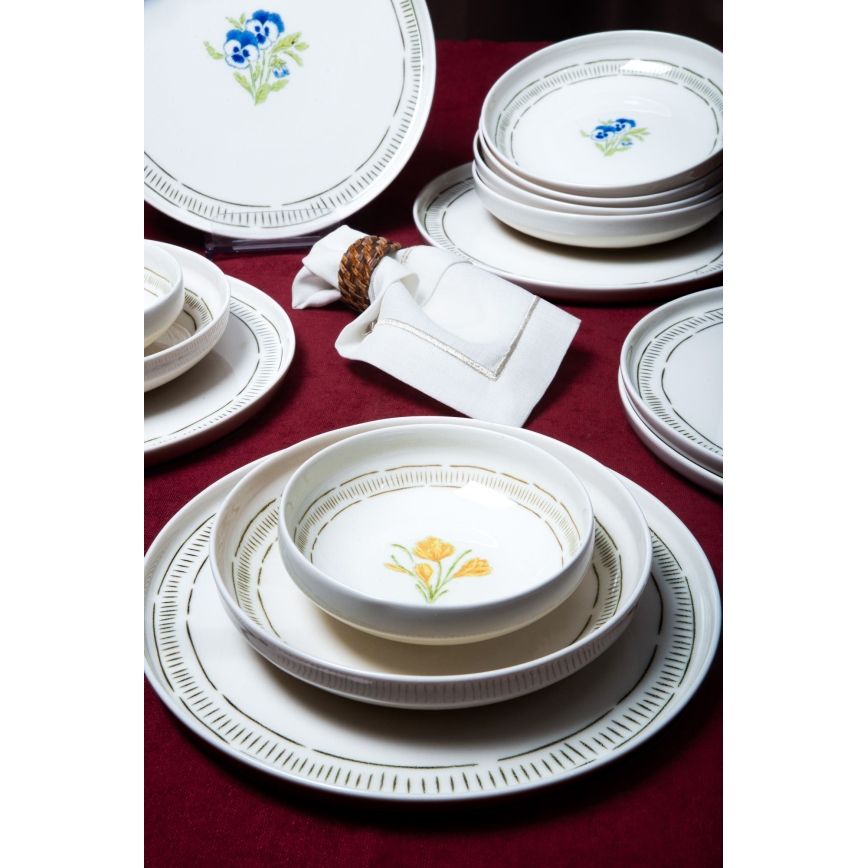 Spisesæt 18 stk hvid/flerfarvet/porcelæn