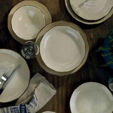Spisesæt 24 dele beige/porcelæn