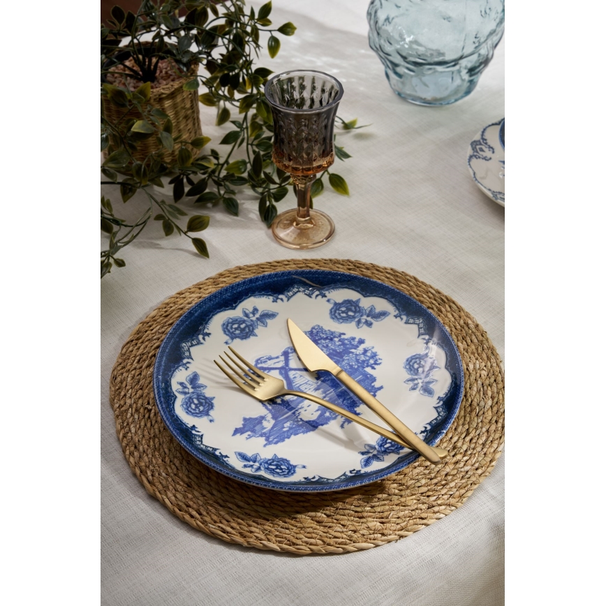 Spisesæt 24 dele blå/hvid porcelæn