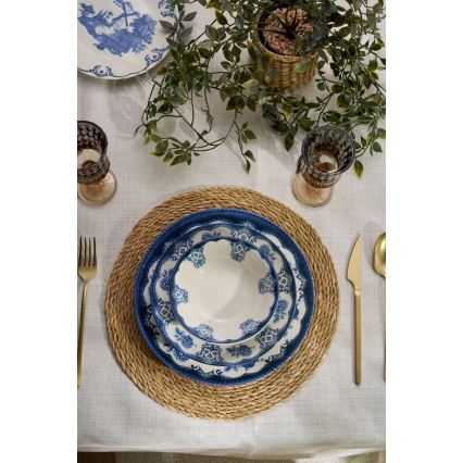 Spisesæt 24 dele blå/hvid porcelæn