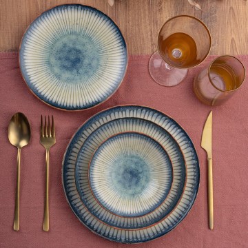 Spisesæt 24 dele blå/porcelæn