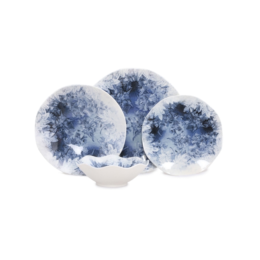 Spisesæt 24 dele blå/porcelæn