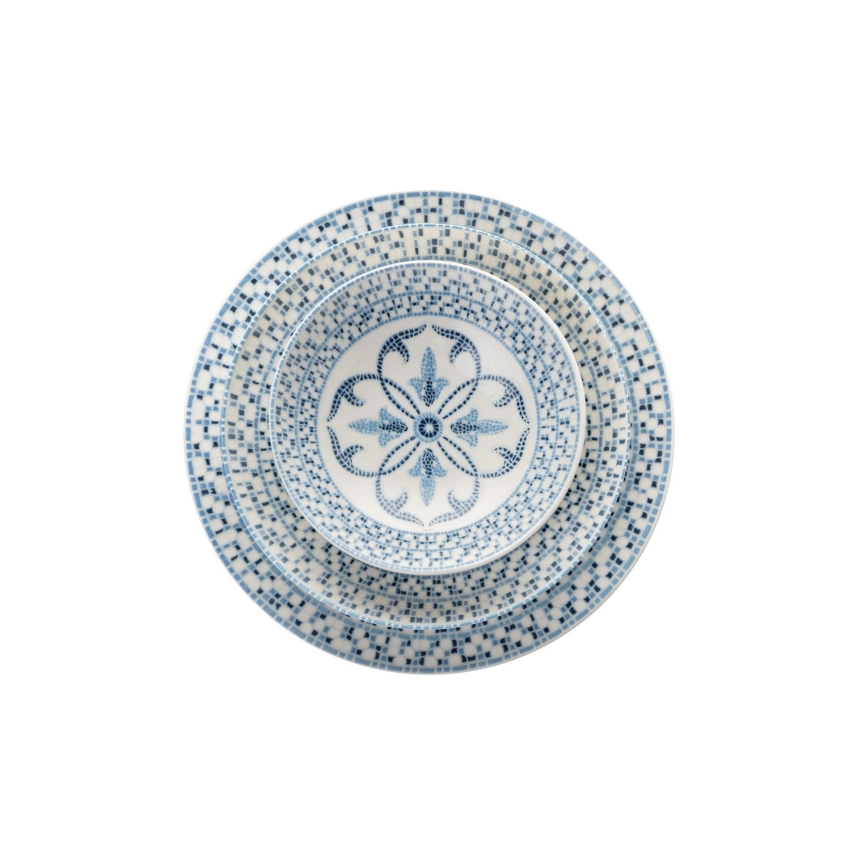 Spisesæt 24 dele blå/porcelæn