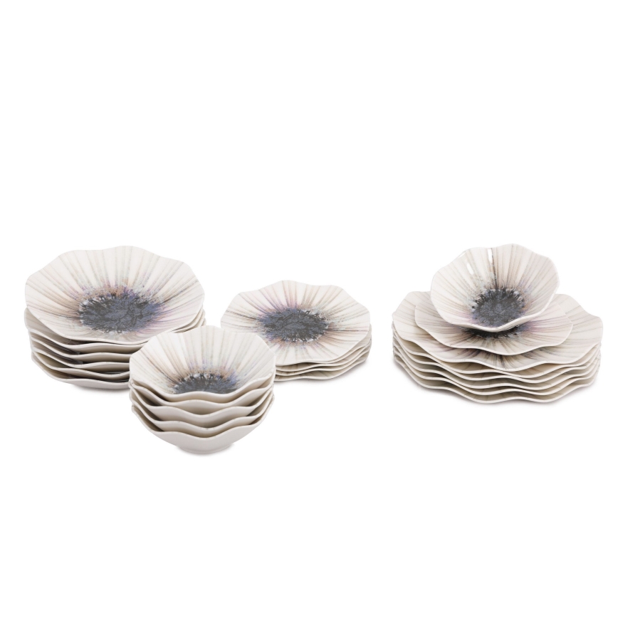 Spisesæt 24 dele, brun/porcelæn