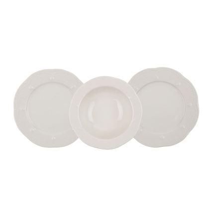 Spisesæt 24 dele cremefarvet/porcelæn